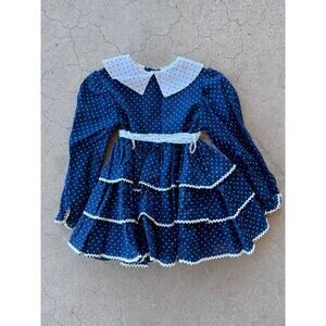 Vintage Bryan polka dot ruffle toddler dress size 4T